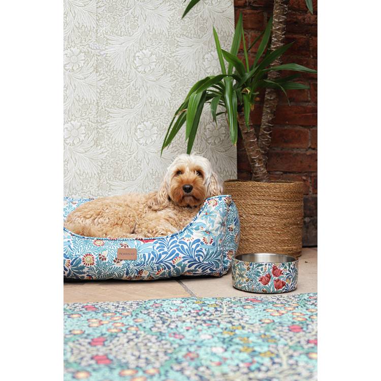 Morris & Co. Bower Print Square Pet Bed Small, imported from the UK