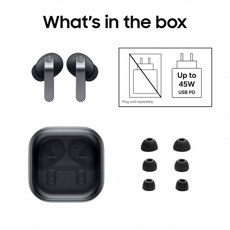 Samsung Galaxy Buds4 Pro true wireless earbuds black, imported from the UK