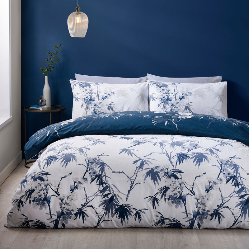 Catherine Lansfield Kyoto Floral Blue Bedding Set - Double