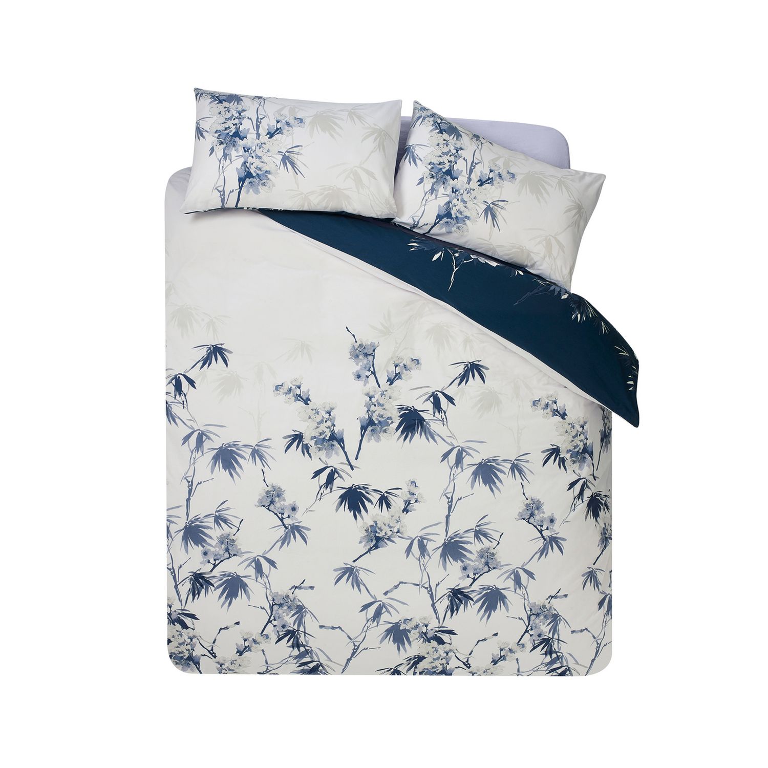 Catherine Lansfield Kyoto Floral Blue Bedding Set - Double