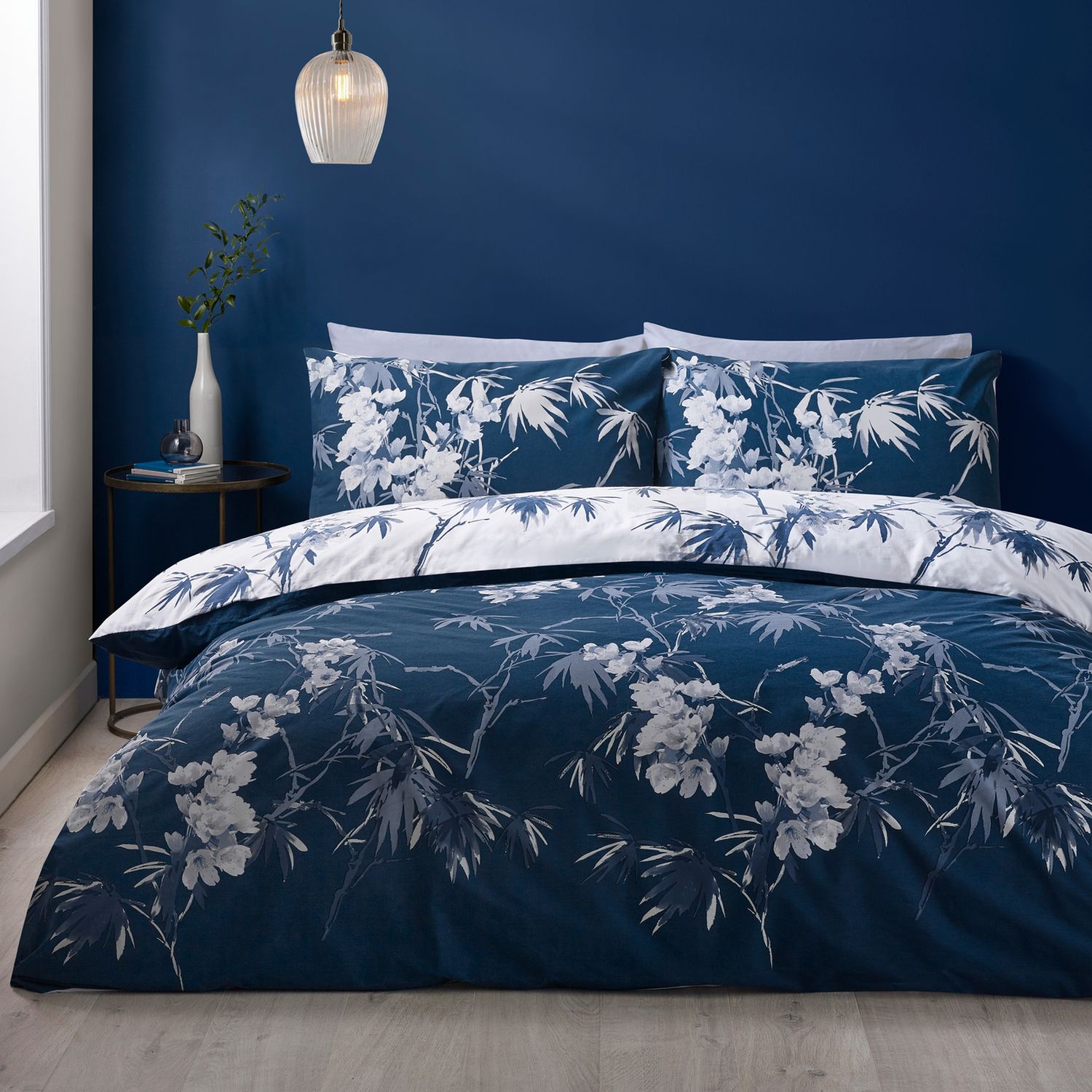 Catherine Lansfield Kyoto Floral Blue Bedding Set - Double