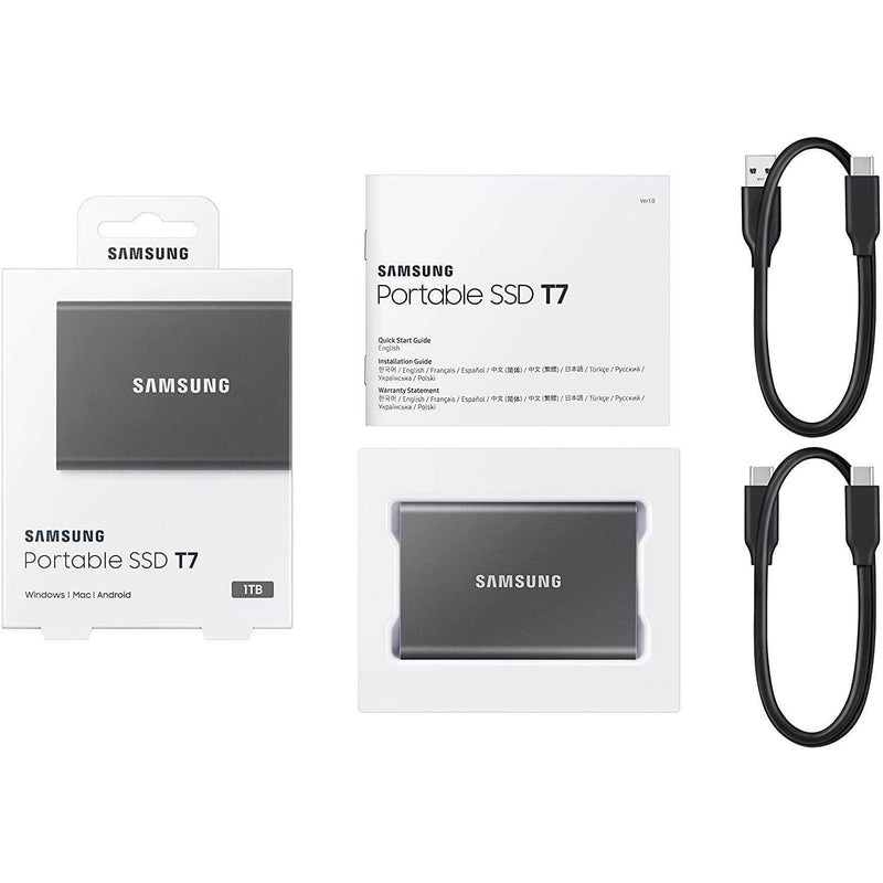 Samsung T7 1TB portable SSD grey, imported from the UK