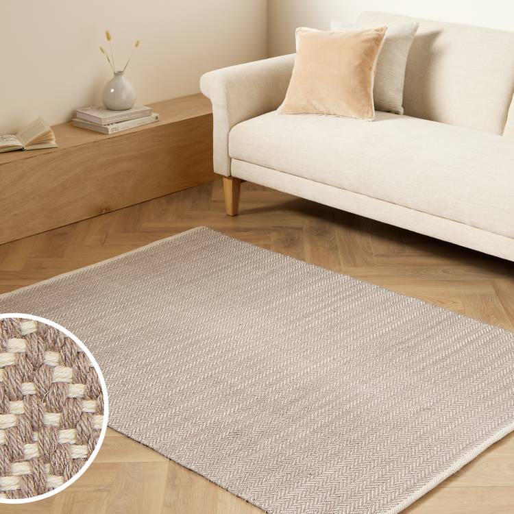 Argos Home herringbone grey cotton flatweave rug 120x170cm (British brand)
