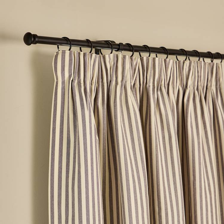 Habitat pencil pleat blackout curtains charcoal stripe 117x137cm, UK version