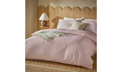 Argos Habitat Cotton Oxford Edge Stripe Blush Toddler Bedding Set- Buy online at McGrocer
