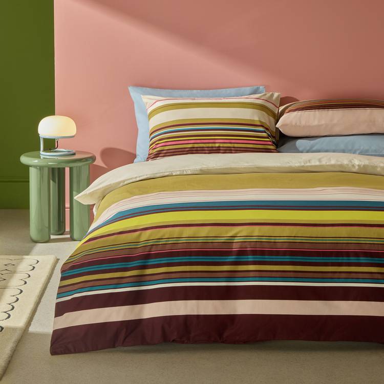 Habitat cotton stripe single bedding set, imported from the UK