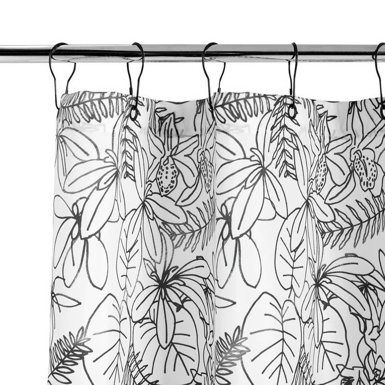 Habitat monochrome floral antibacterial shower curtain (British brand)
