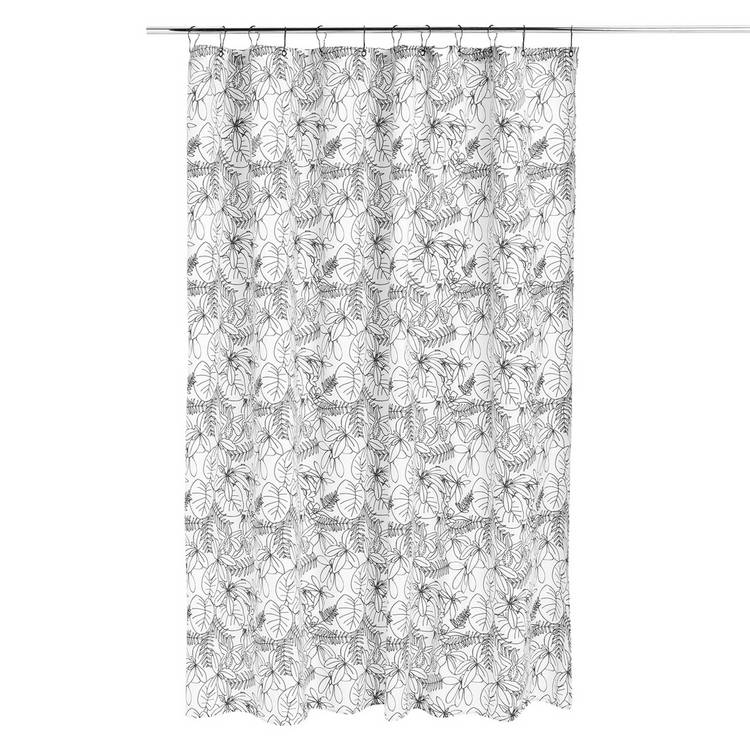 Habitat monochrome floral antibacterial shower curtain (British brand)
