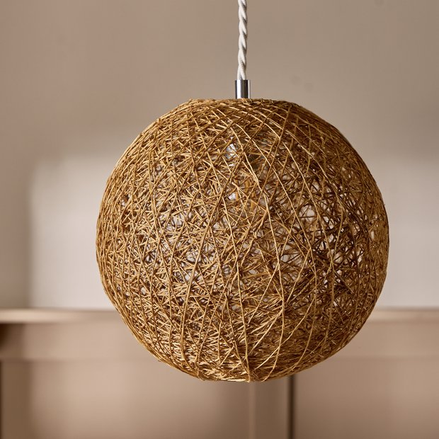 Argos Home natural hemp ball easy fit lampshade 24.5cm (British brand)