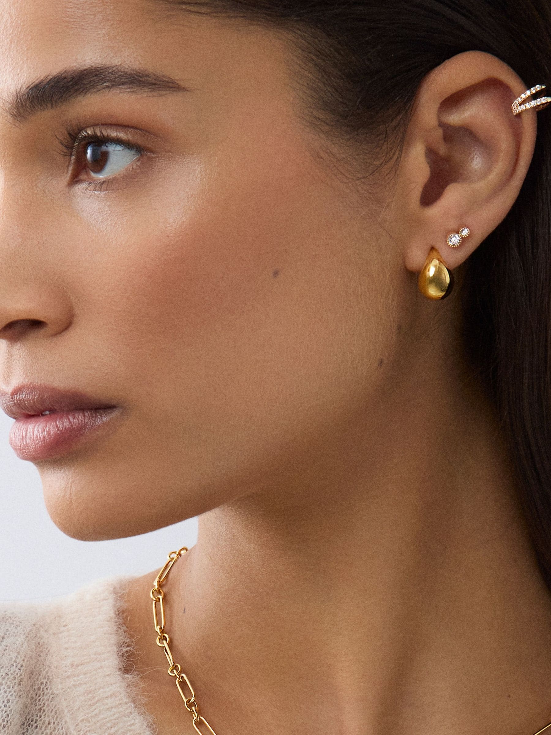 Dinny Hall gold scoop small hoop earrings 14mm - British product
