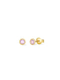 Dinny Hall gold chequerboard stud earrings with amethyst 4mm, UK version