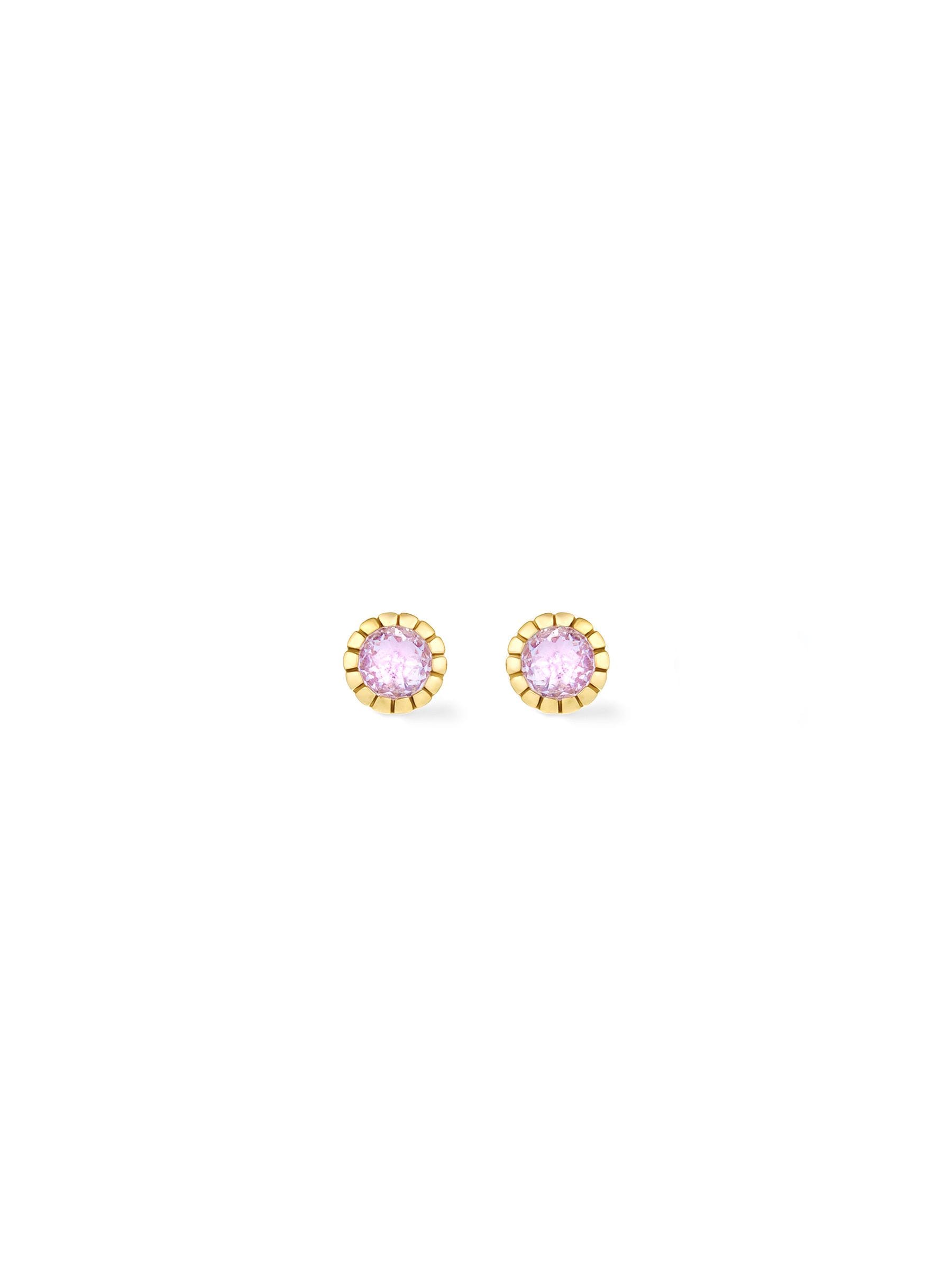 Dinny Hall gold chequerboard stud earrings with amethyst 4mm, UK version
