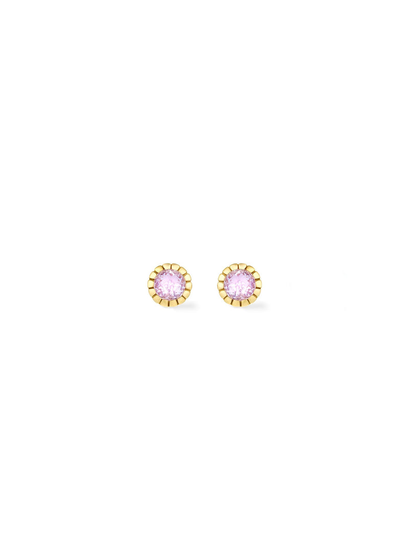 Dinny Hall gold chequerboard stud earrings with amethyst 4mm, UK version