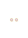 Dinny Hall gold chequerboard stud earrings with amethyst 4mm, UK version