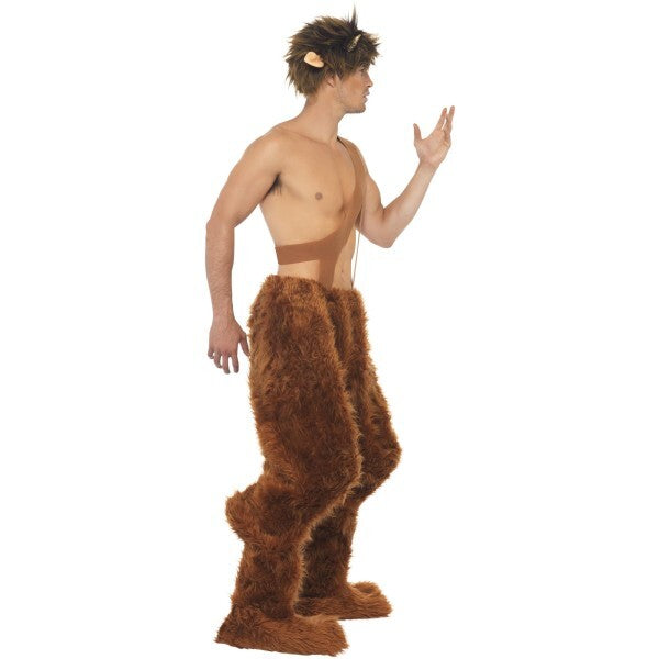 Smiffys Pan costume with brown trousers shoe covers and wig, imported from the UK