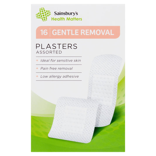 Sainsbury's Gentle Removal Plasters Assorted x16 first aid Sainsburys   
