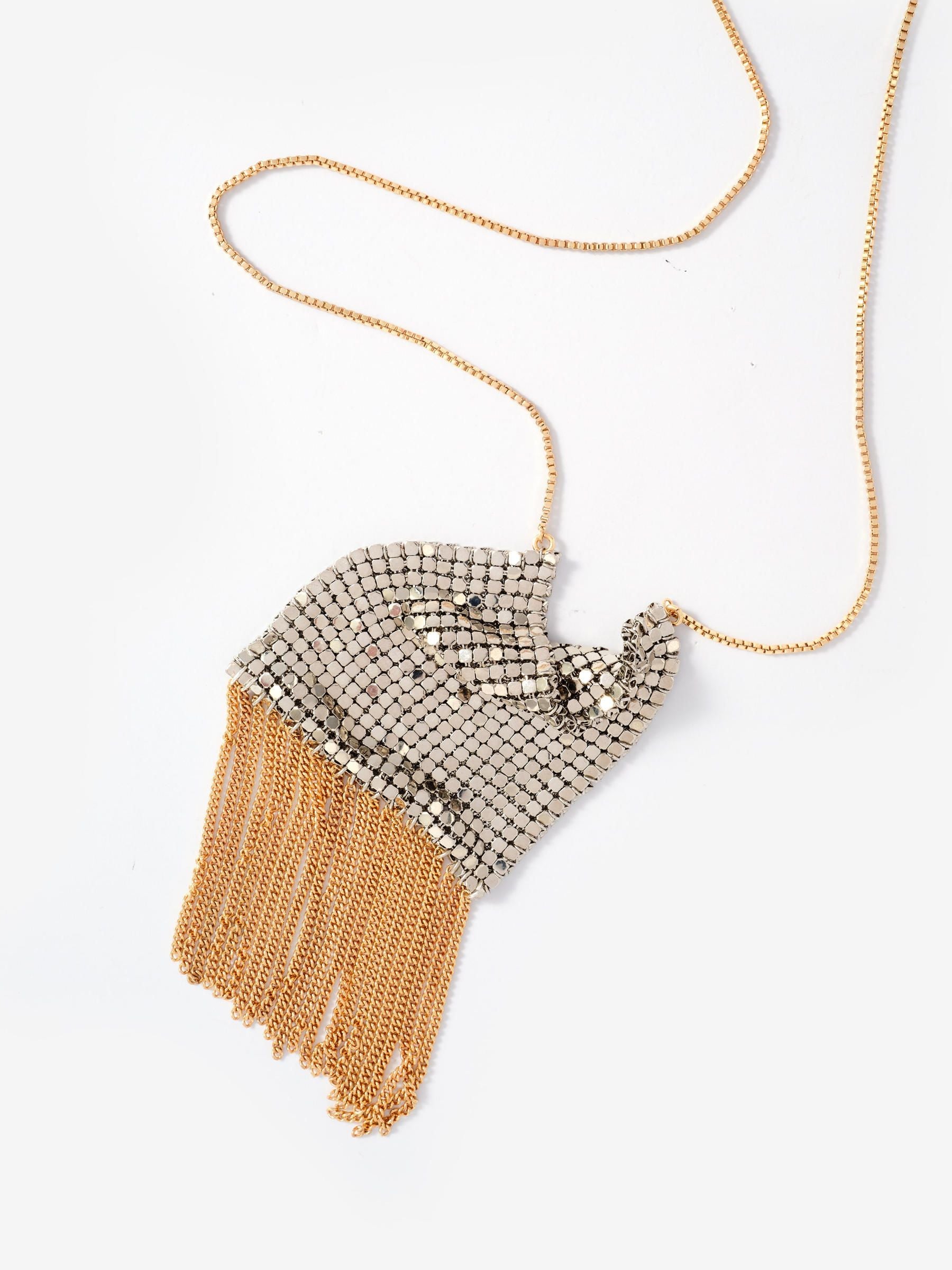 Mint Velvet gold tone mixed metal fringe necklace, imported from the UK
