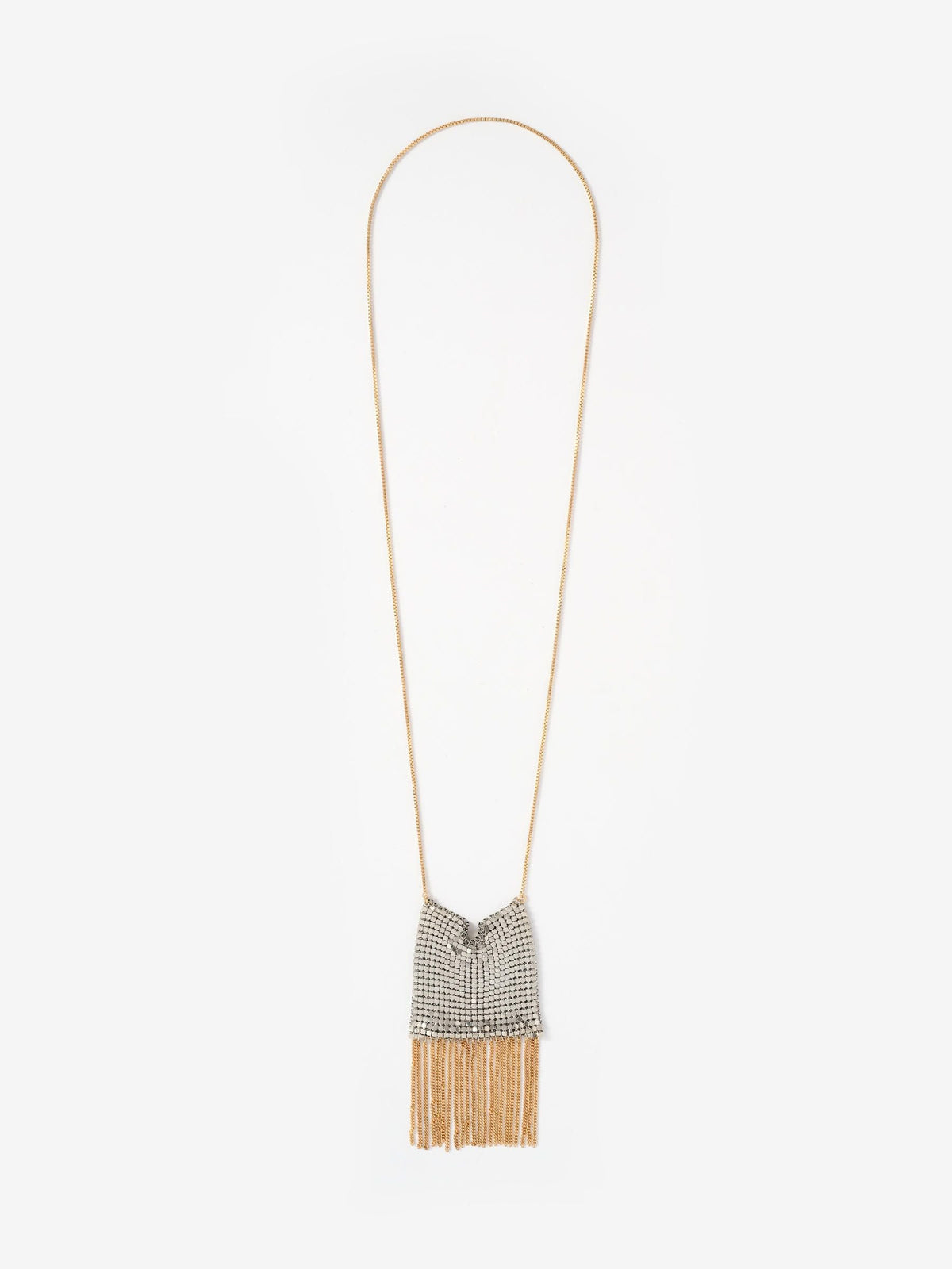 Mint Velvet gold tone mixed metal fringe necklace, imported from the UK