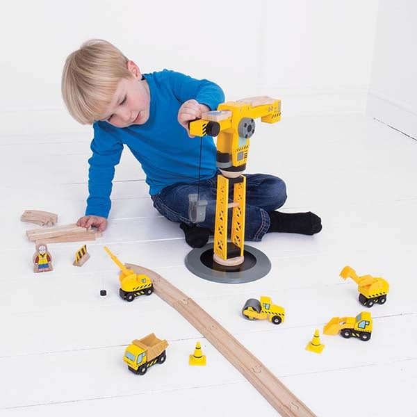 Bigjigs Rail Yellow Crane Construction Set GOODS Superdrug   