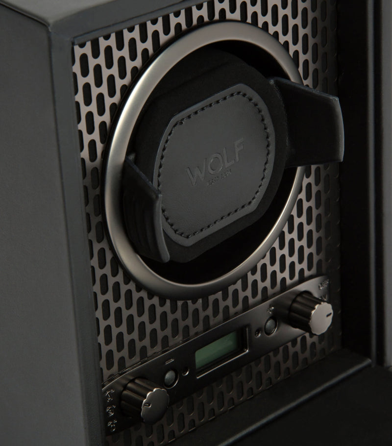 WOLF Axis single watch winder in vegan leather, UK version