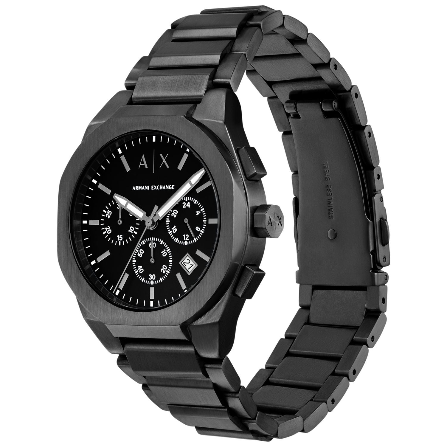 Armani Exchange Sync watch stainless steel bracelet black dial (British brand)