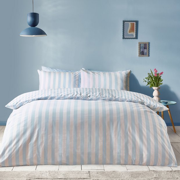 Sassy B stripe tease blue bedding set single (British brand)