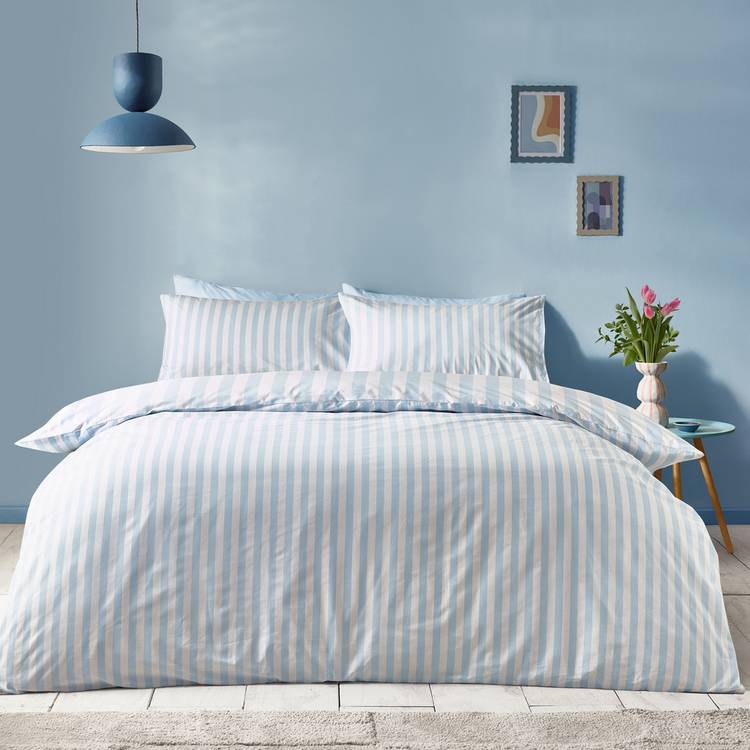 Sassy B stripe tease blue bedding set single (British brand)