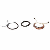 Uncommon Souls brown bead and leather bracelet set, imported from the UK