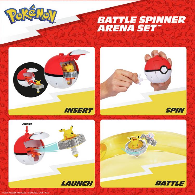 Pokémon Battle Spinner Arena Set with Pikachu and Mew spinners (British brand)