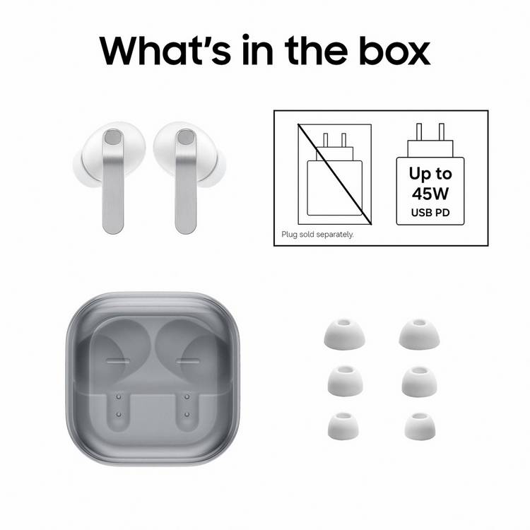 Samsung Galaxy Buds4 Pro true wireless earbuds white, imported from the UK