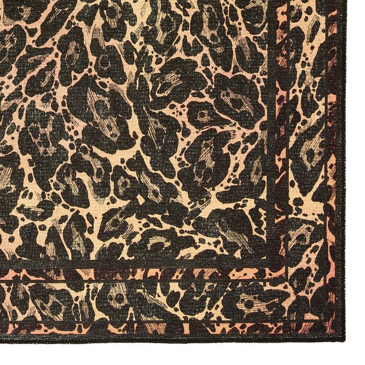 Laurence Llewelyn Bowen Leopard Black and Orange flatweave rug 120x170cm, imported from the UK