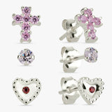 Revere Kids sterling silver stud earrings pack of 3 (British brand)