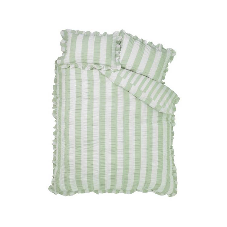 Catherine Lansfield seersucker green bedding set single (British brand)