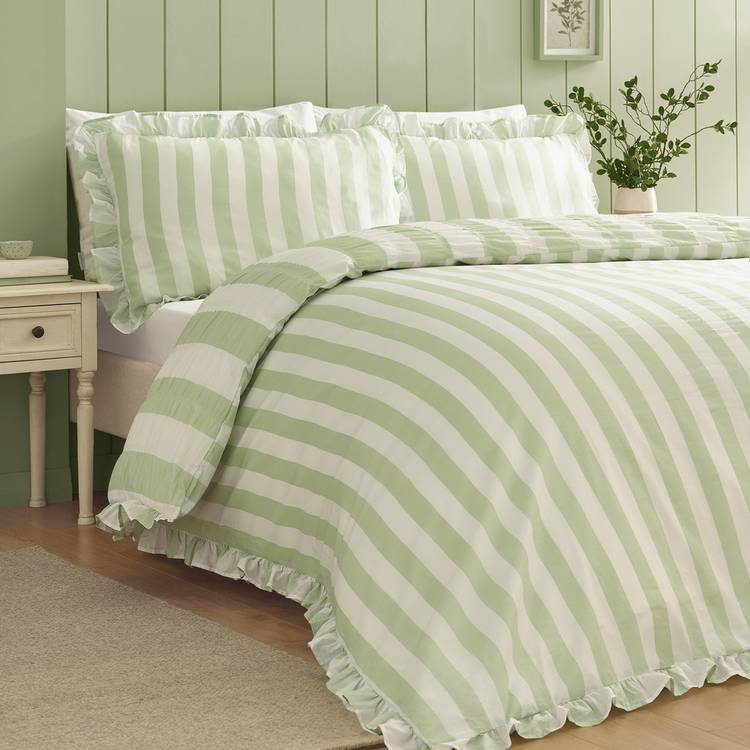 Catherine Lansfield seersucker green bedding set single (British brand)