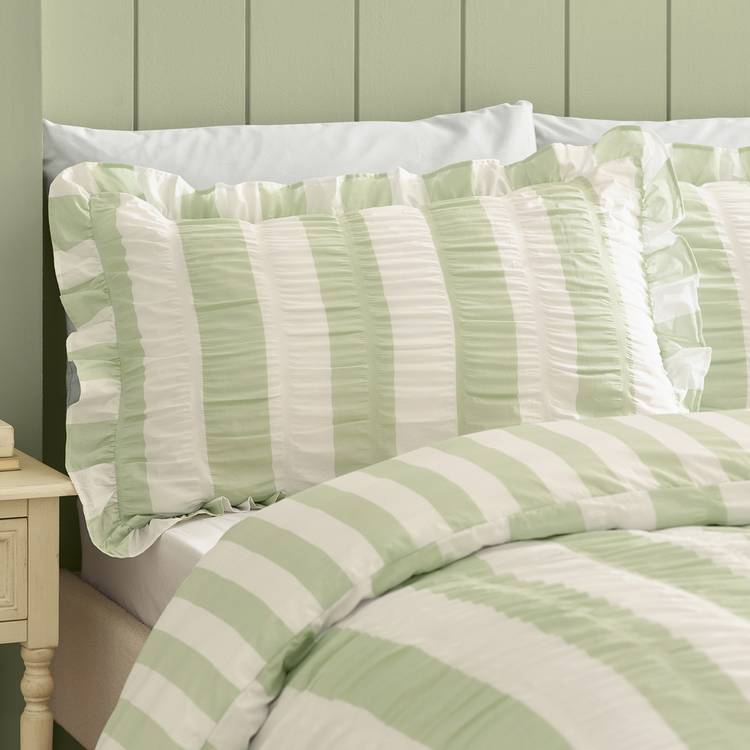 Catherine Lansfield seersucker green bedding set single (British brand)