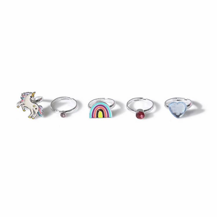 Flitzy unicorn rainbow ring pack in glitter heart box, imported from the UK