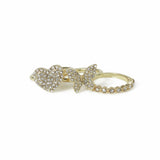 Freedom Gold-tone Crystal Motif 3pk Rings Medium