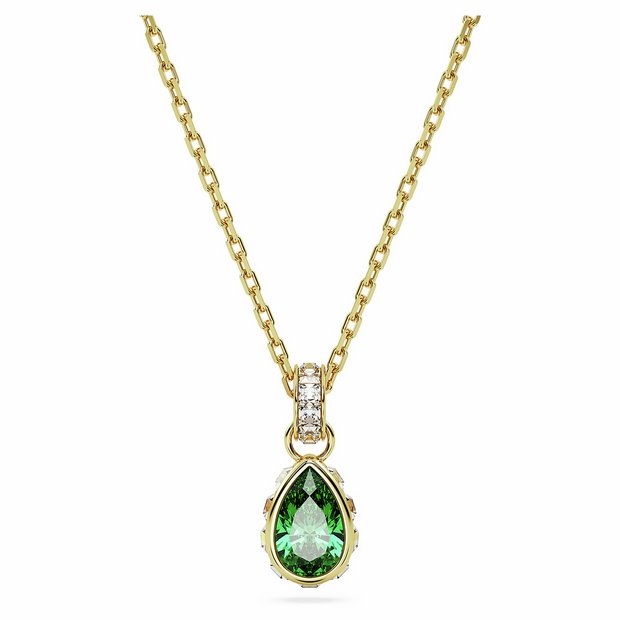 Swarovski gold-tone plated green stone pendant necklace, UK version