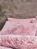 Catherine Lansfield Pink So Soft Cuddly Deep Pile Duvet Cover and Pillowcase Set