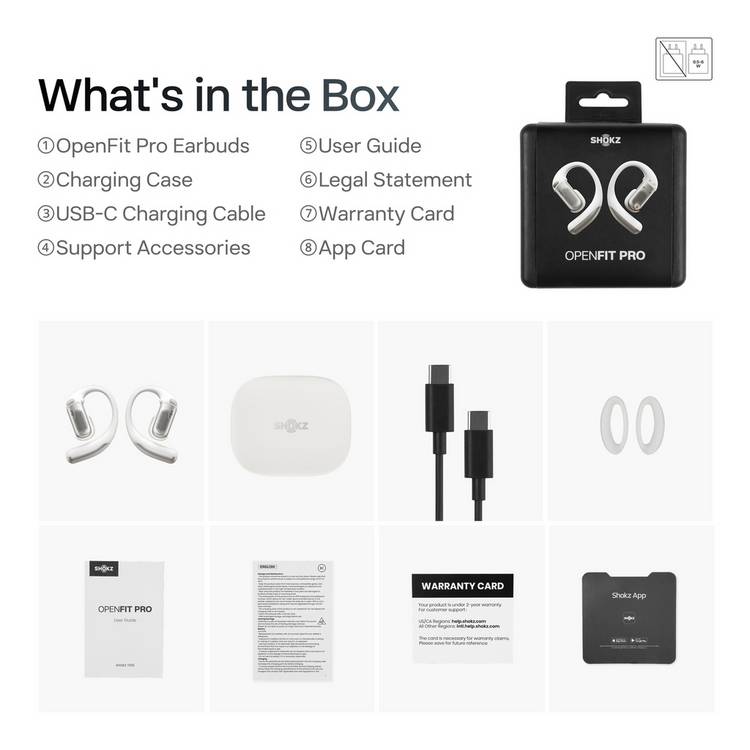 Shokz OpenFit Pro true wireless earbuds white, imported from the UK