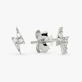 Revere lightning bolt stud earrings sterling silver cubic zirconia - British product