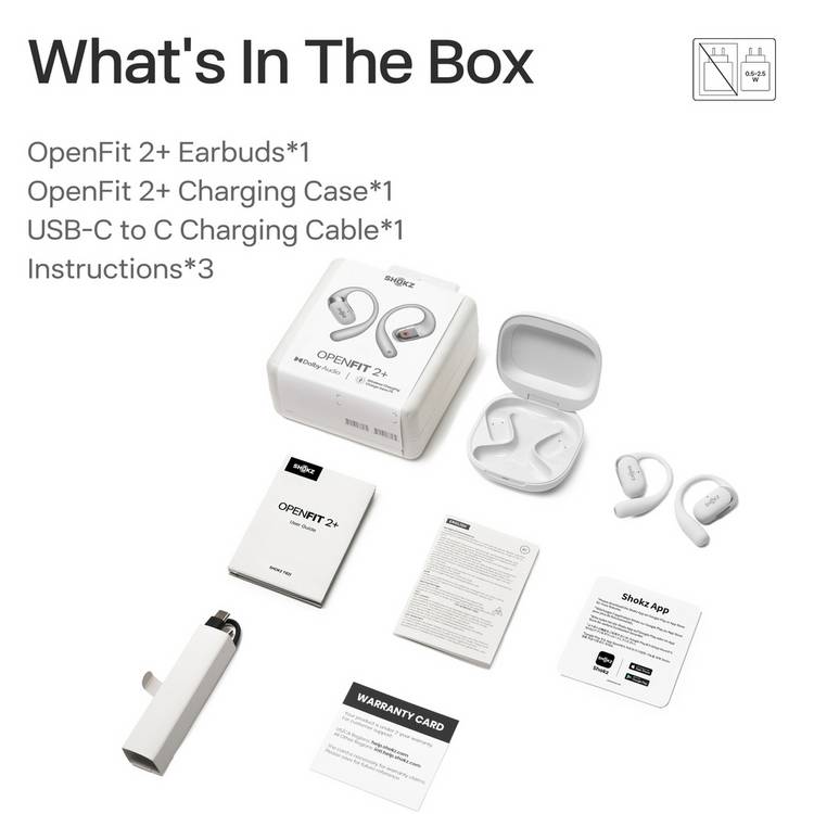 Shokz OpenFit 2+ grey earbuds - British product