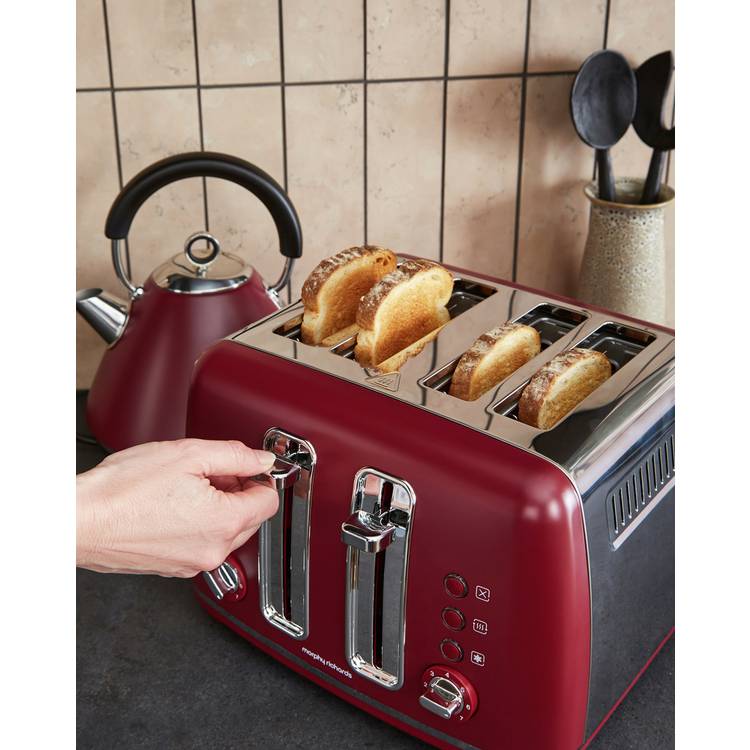 Morphy Richards Accents 4-slice toaster rhubarb red, UK version