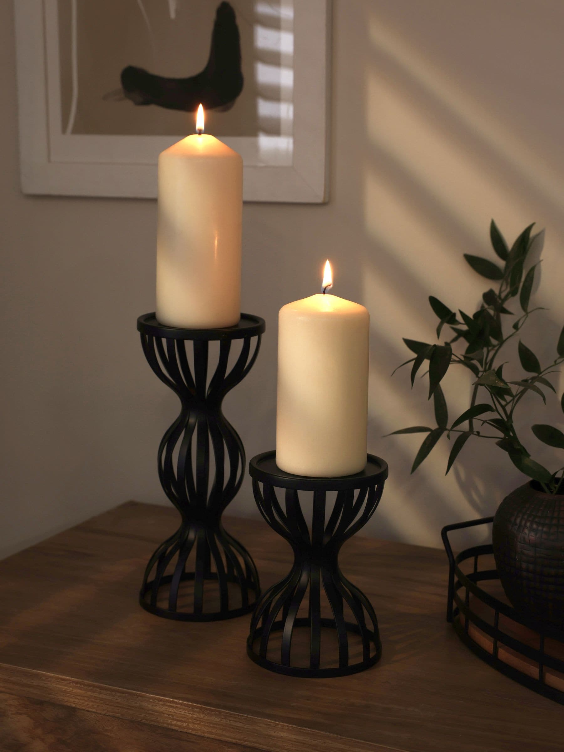 Black Wire Pillar Candle Holder