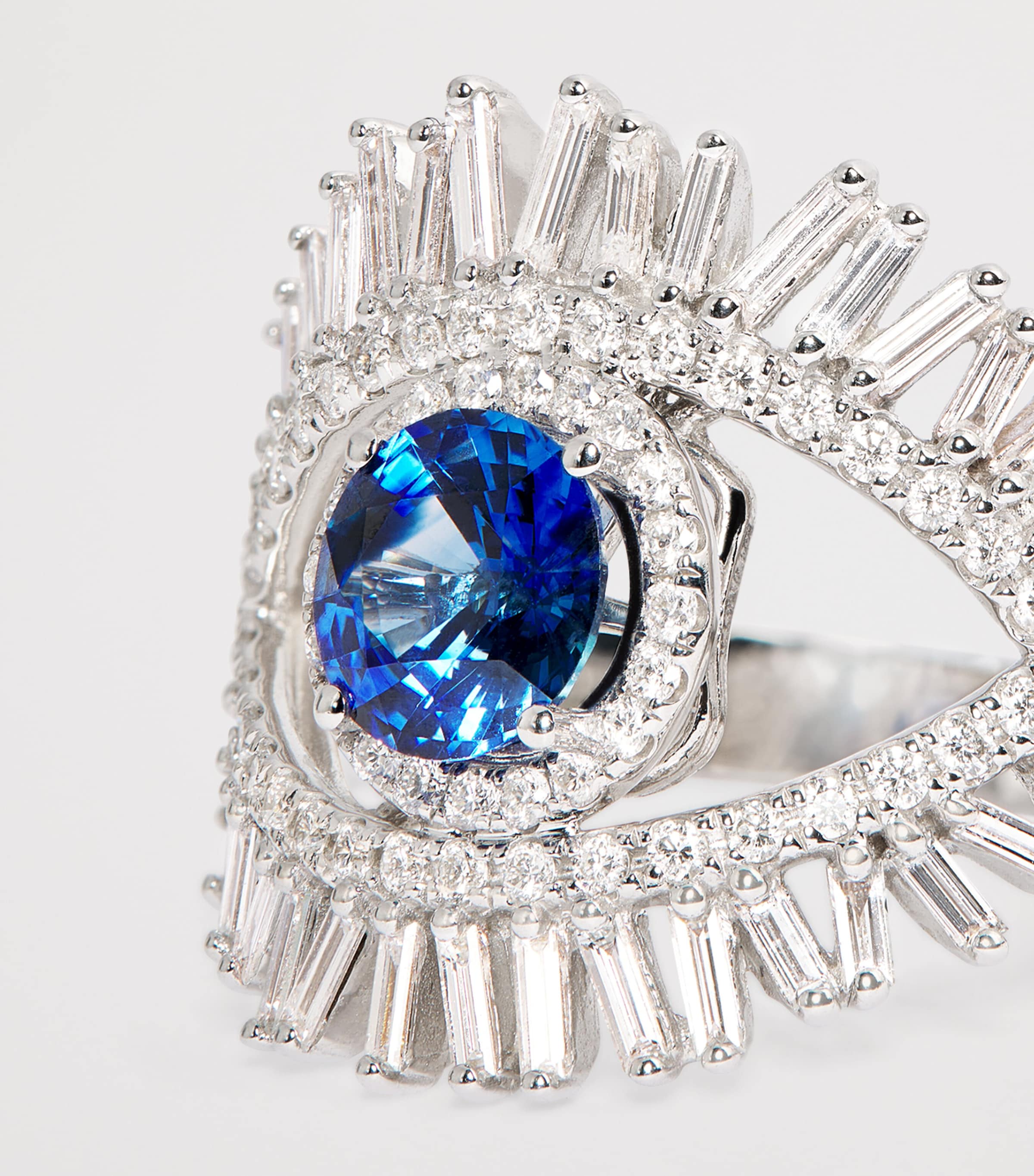 Suzanne Kalan evil eye ring white gold diamond sapphire 6.5 (British brand)
