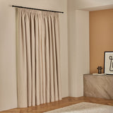 Habitat Yarn Dye Stripe Blackout Pencil Pleat Curtains - Latte - 117x183cm