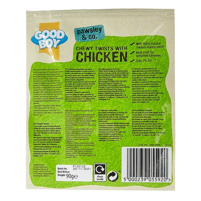 Good Boy Chewy Twists with Chicken Dog Treats   90g