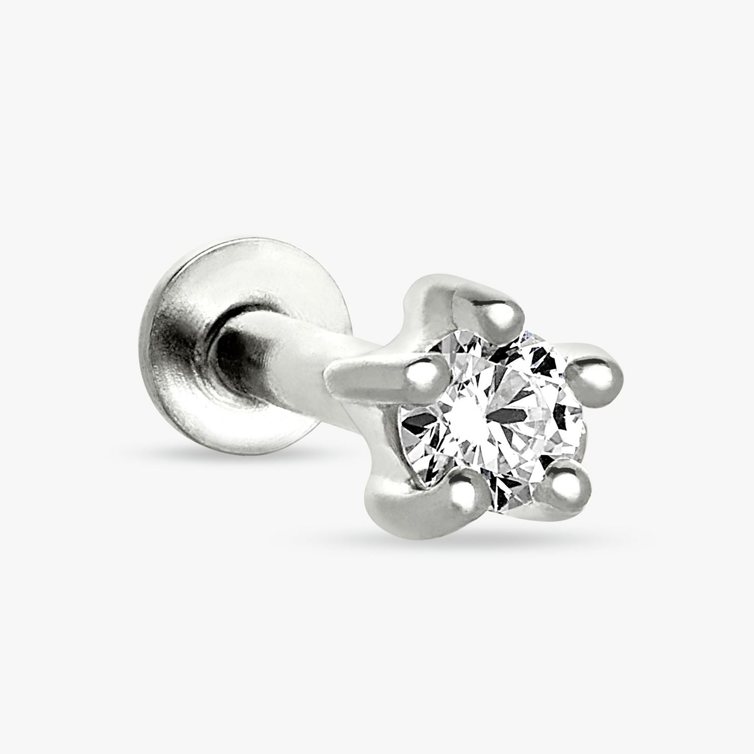Revere sterling silver cubic zirconia flatback earring (British brand)