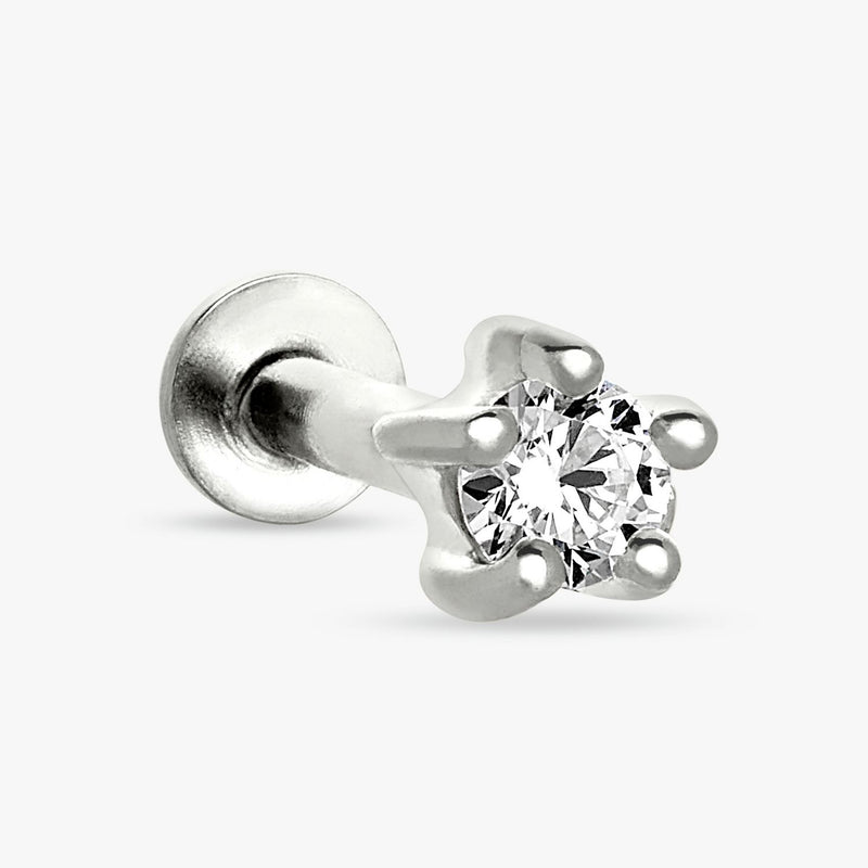Revere sterling silver cubic zirconia flatback earring (British brand)