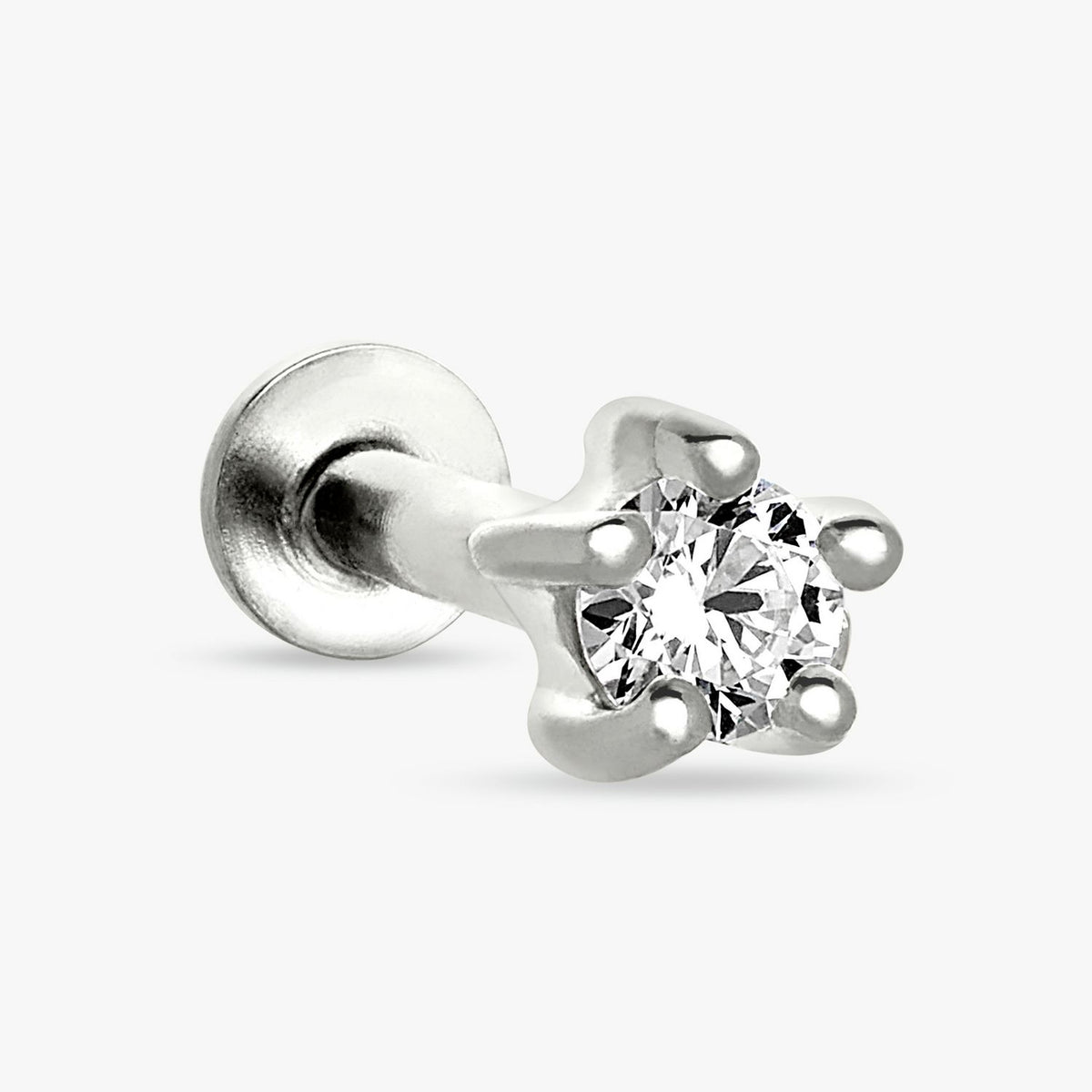 Revere sterling silver cubic zirconia flatback earring (British brand)